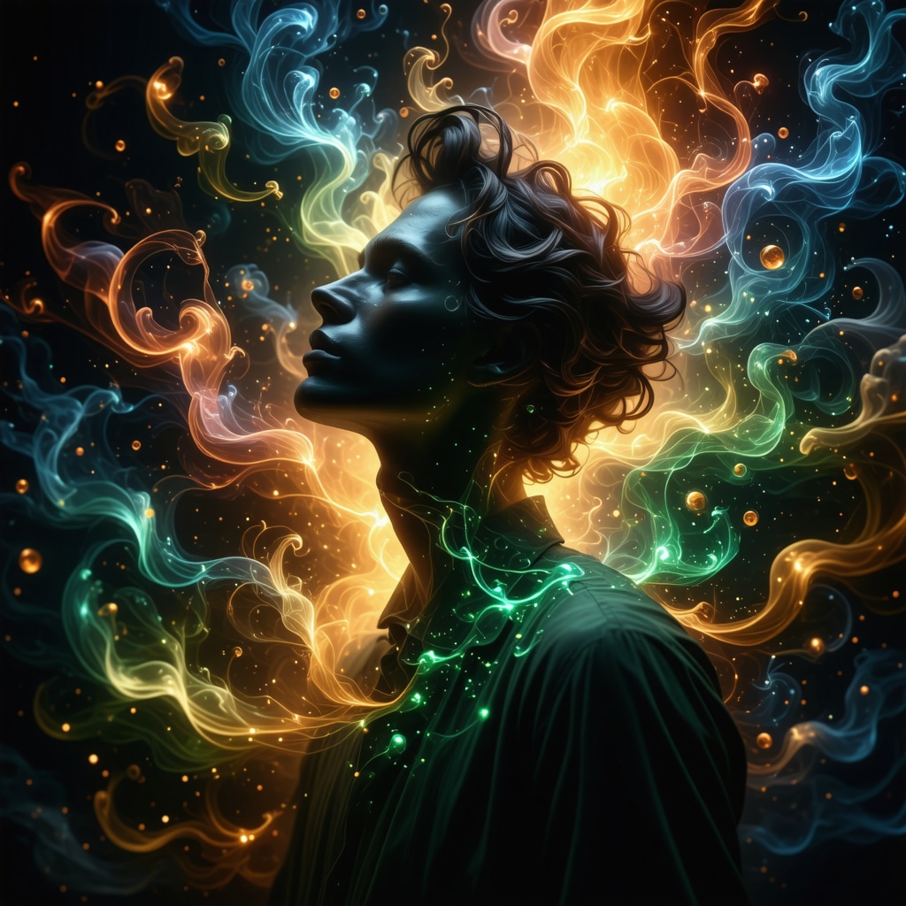 Illustration of human energy field with glowing Arabic calligraphy symbolizing spiritual healing words