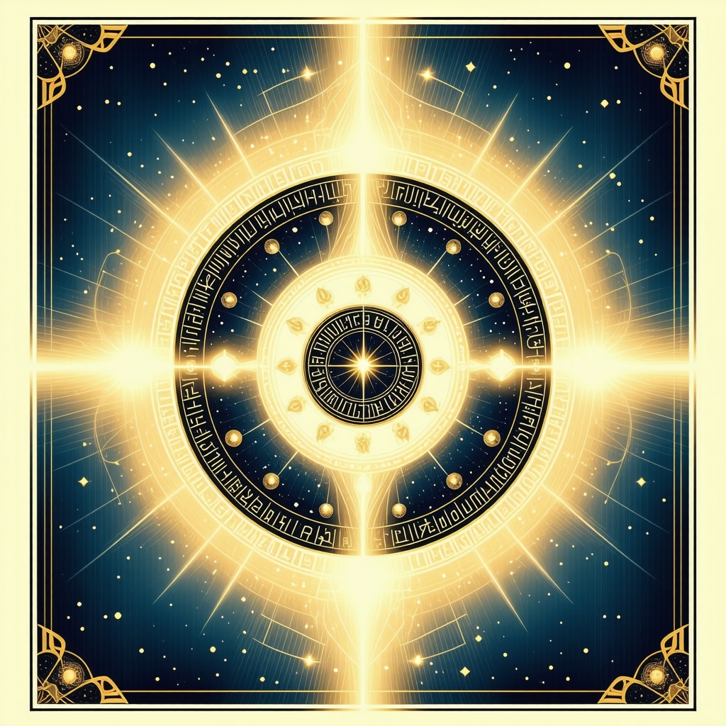 Tradicionalni islamski talisman sa svetlucavim geometrijskim i kaligrafskim motivima