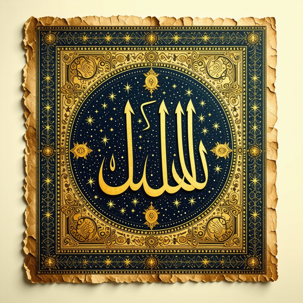 Traditional Islamic amulet featuring Quranic symbols and Allah's names for protection