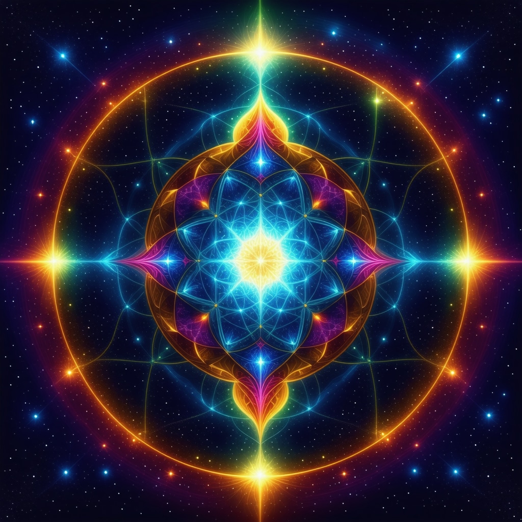 An intricate Islamic symbol radiating spiritual energy and protection