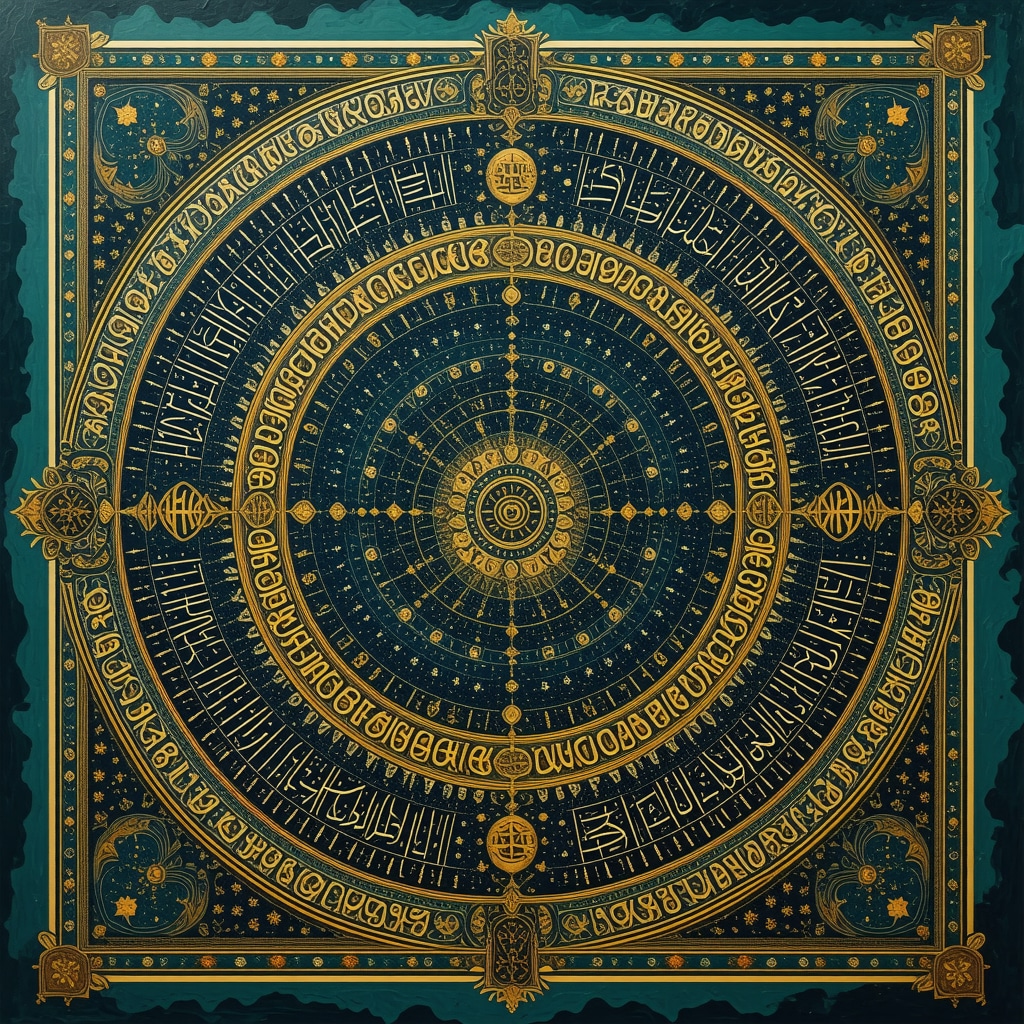 Detailed Islamic talisman with Quranic symbols and calligraphy