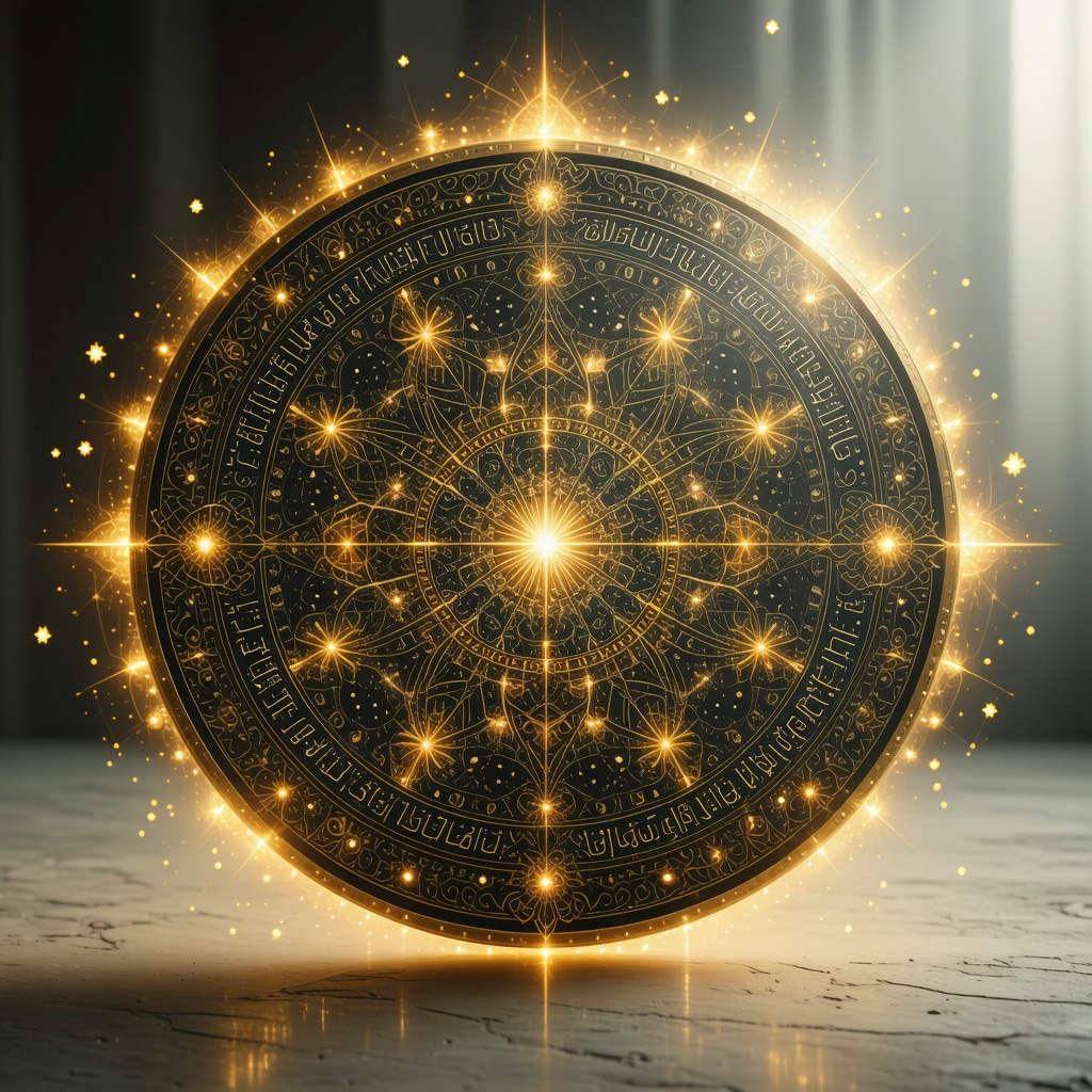 Elegant Islamic talisman with glowing aura and Kur'an verses