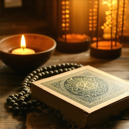 Duhovna snaga i simboli u islamu Spiritual scene with prayer beads and Islamic symbols