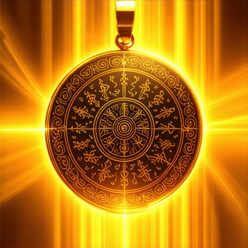Islamic amulet with Quranic symbols glowing with spiritual energy