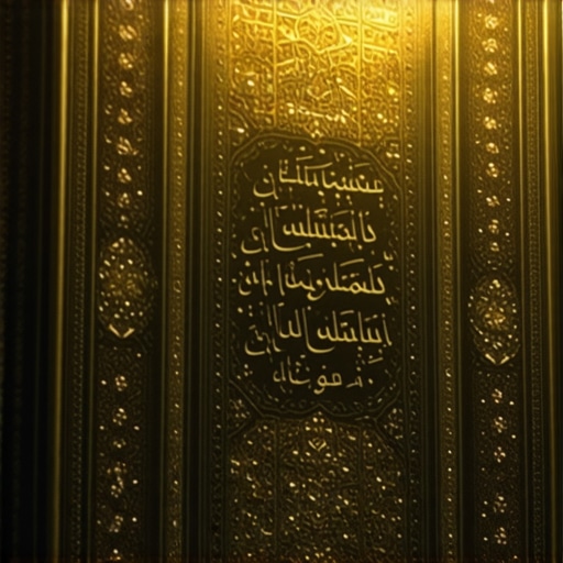 Close-up of a Quranic inscribed talisman glowing softly