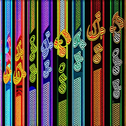 Beautiful Islamic calligraphy representing Allah's names with spiritual energy