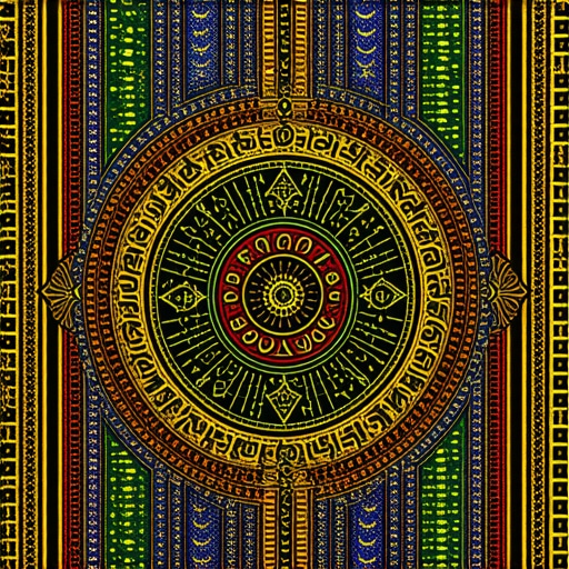 Islamic talisman with Quranic symbols and calligraphy for protection