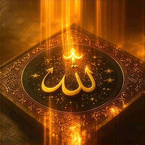 Sacred Islamic Talisman with Allah's Names Islamic talisman glowing with spiritual energy in mystical setting