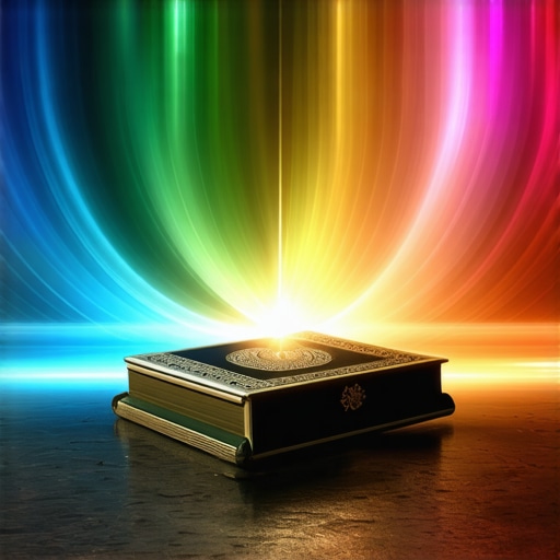 Spiritual energy during Islamic prayer with Quran Islamic prayer with Quran and spiritual symbols illustrating vibrational energy