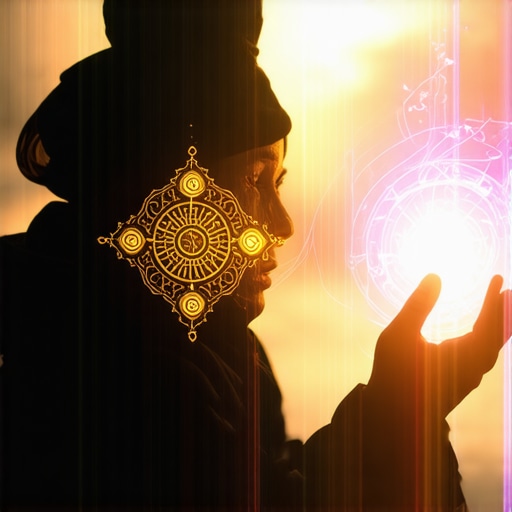 Duhovna zaštita kroz amulete u modernom okruženju Osoba drži amulet sa islamskim simbolima, okružena energijom