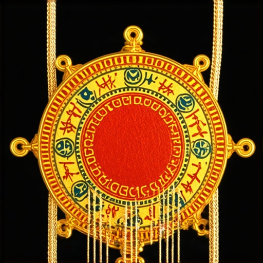 Traditional Islamic amulet with protective symbols and calligraphy.