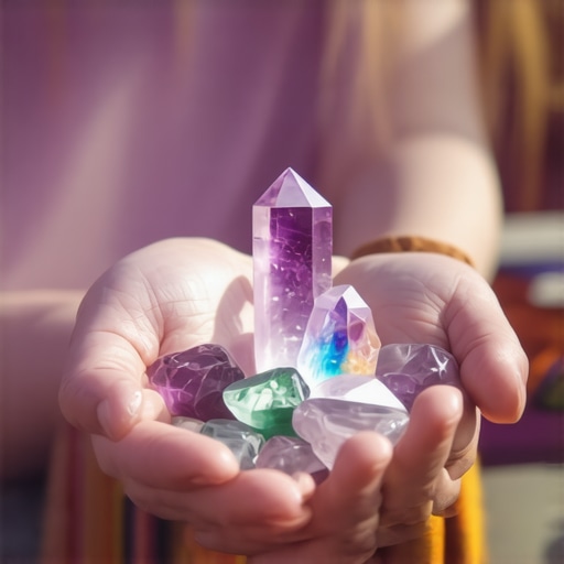 Meditation with Crystal for Spiritual Protection Person meditating with a crystal for spiritual growth and protection