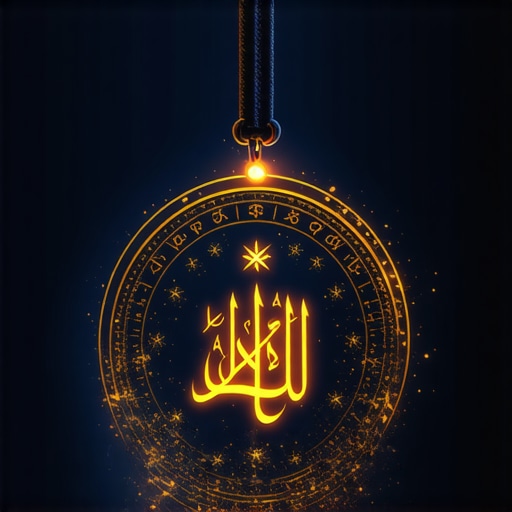 Personalized Islamic Amulet for Protection A custom-made Islamic protection amulet glowing with energy