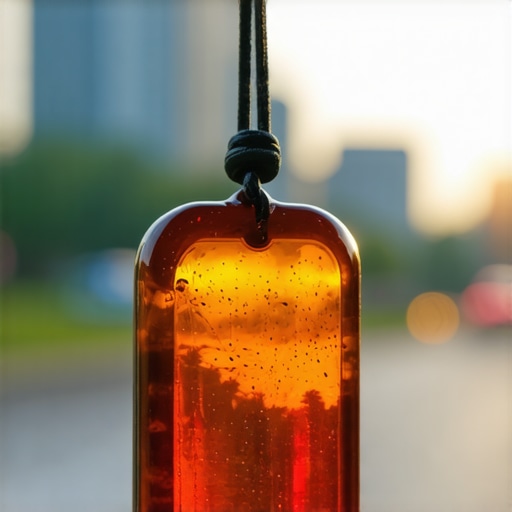 Protective Amulet in Car for Drivers Car interior with a hanging spiritual amulet for safety