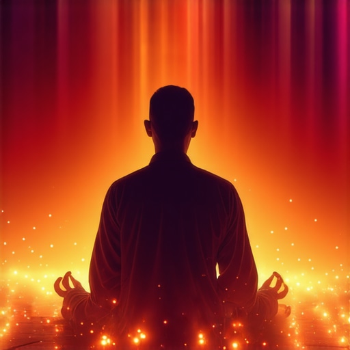 Spirituality and Love A peaceful person meditating with divine symbols surrounding, representing inner harmony