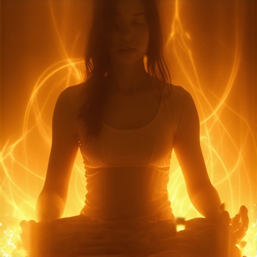 Duhovna zaštita i meditacija Person meditating surrounded by divine glowing light, representing spiritual protection and inner peace.