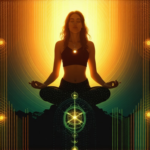 Meditacija i duhovni simboli Žena meditira s duhovnim simbolima za unutarnju snagu