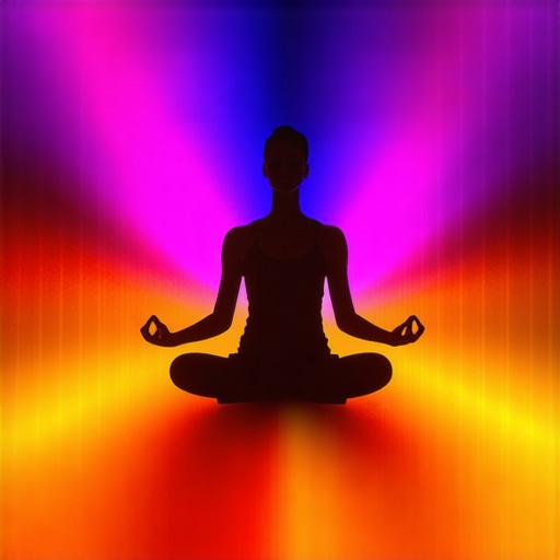 Duhovna osoba meditira sa simbolima ljubavi i sreće oko sebe