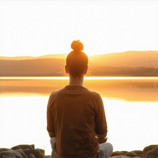 Person practicing affirmations outdoors Serene individual meditating and reciting affirmations in nature