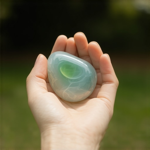 Osoba drži amajliju od poludragog kamena u ruci tokom rituala čišćenja i punjenja energijom