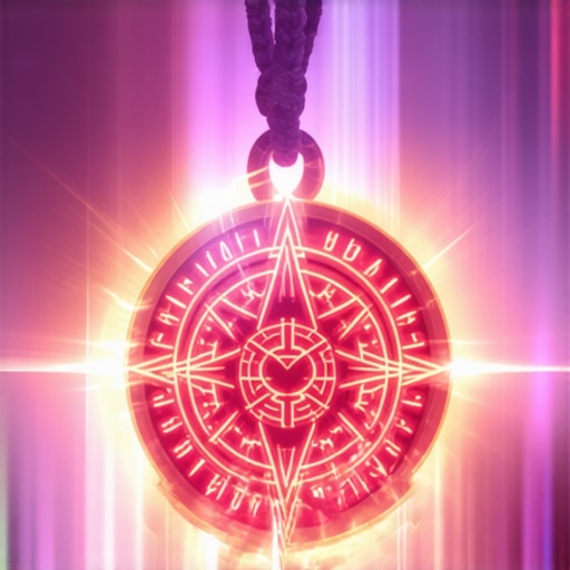 Duhovni amulet za sportsku snagu Powerful spiritual amulet glowing with symbols in a sports environment