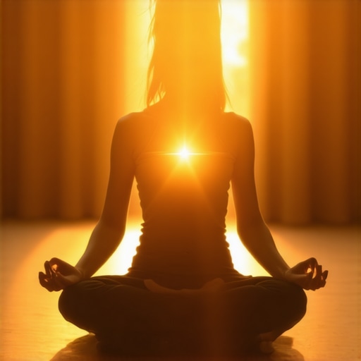 Ilustracija osobe koja meditira i čisti negativnu energiju, pripremajući se za ponovno privlačenje ljubavi.