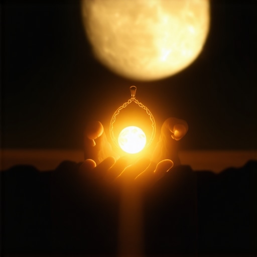 Osoba puni amajliju pod mjesečinom za dugoročnu energetsku vitalnost i zaštitu.