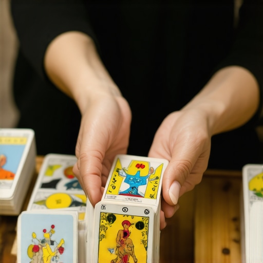 Tarot reading for beginners Person shuffling tarot cards for intuitive reading
