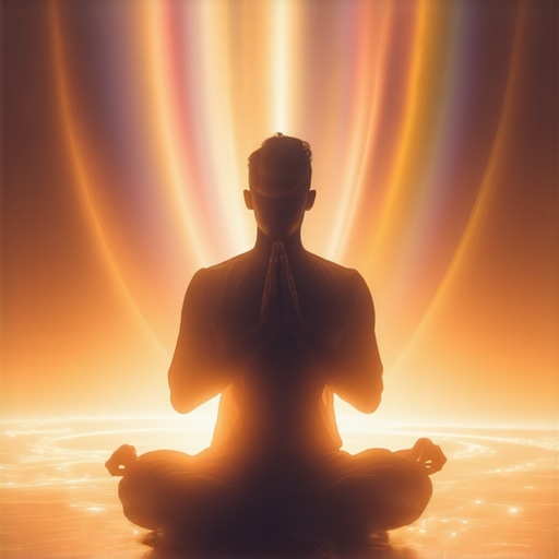 Slika osobe u meditaciji koja prikazuje duboku unutrašnju povezanost s duhovnom energijom i božanskim imenima, naglašavajući važnost iskrene vjere.