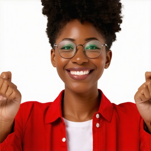 Person visualizing success with hands raised