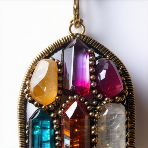 Detaljna slika zaštitne amajlije od kristala i simbola